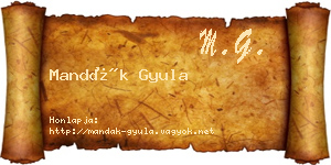 Mandák Gyula névjegykártya