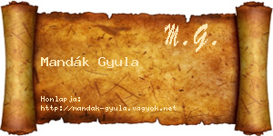 Mandák Gyula névjegykártya